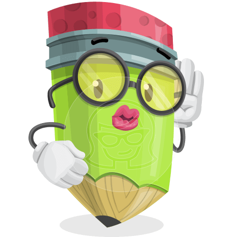 Cute Pencil Cartoon Vector Character AKA Woody the Nerdy Pencil